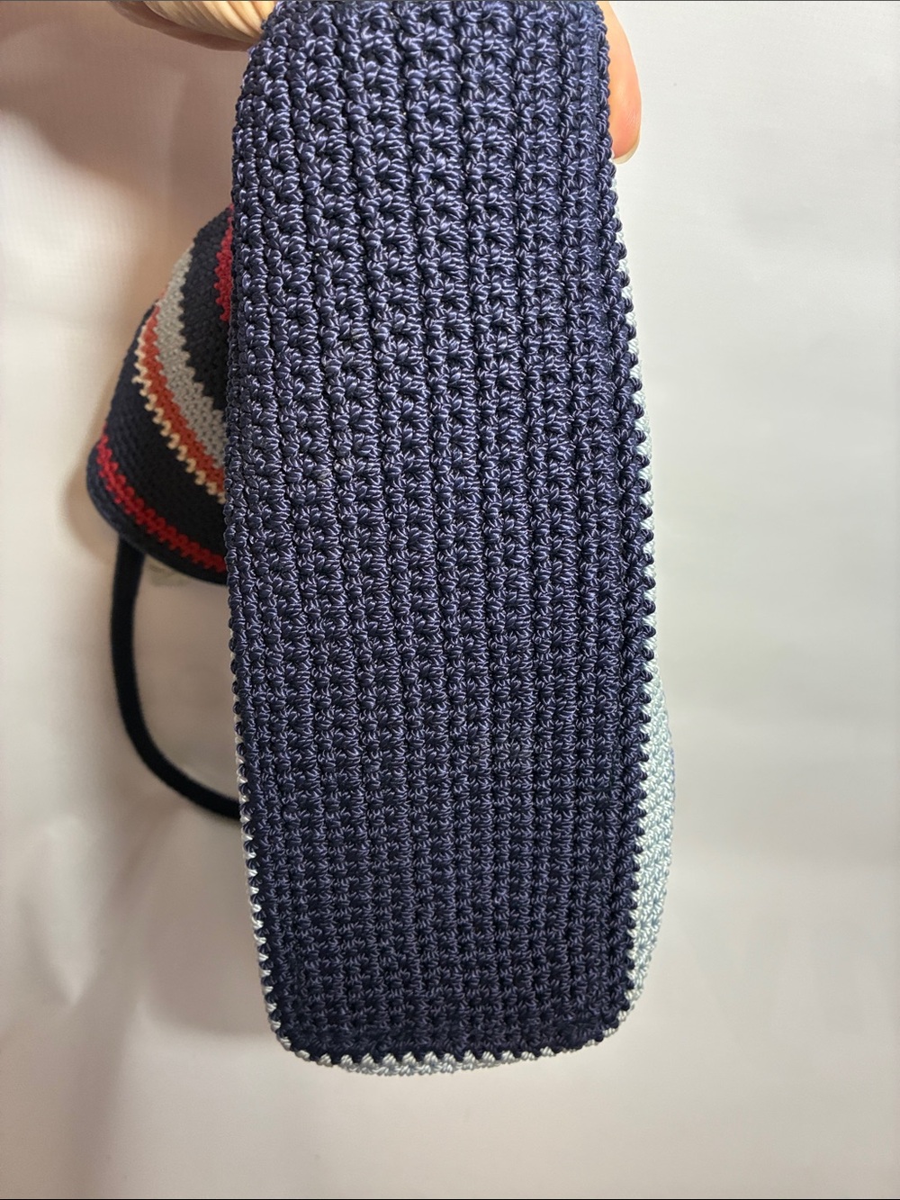 Striped Crochet Tote Bag in Red, White, & Blue - Picture 9 of 11